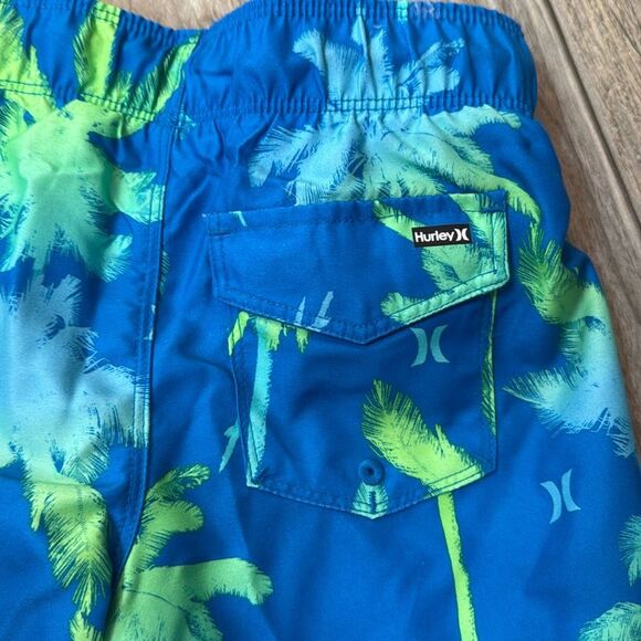 NWT HURLEY Palms‎ Boys Boardshorts Swim Electric Blue Size 6 Palm Trees - Picture 2 of 12